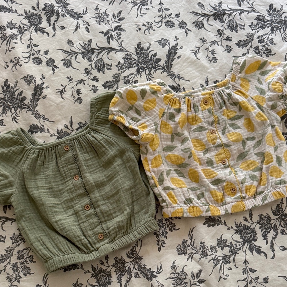 Cat & Jack Green and Lemon Pattern Blouses